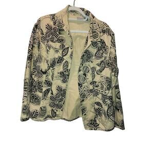 Chico's Abstract Floral Button Up/Down Long Sleeve Shirt Women's Size 1